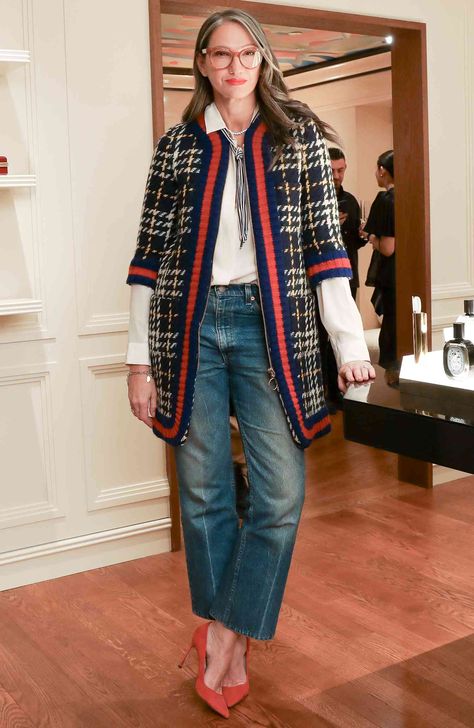 Last Night's Look: The Must-See Celebrity Outfits of the Week Jenna Lyons Style Outfits, Jenna Lyons Style 2024, Cool Business Casual Outfits, Jenna Lyons Style, Black And White Gown, Outfits Of The Week, Jenna Lyons, Jean Outfit, Fall 2014 Fashion