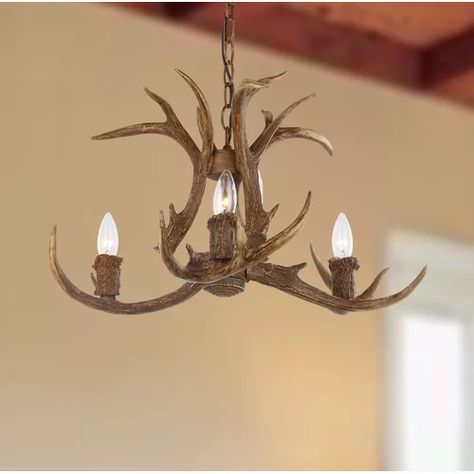 Antler Lights, Brown Lamps, Antler Chandelier, 3 Light Chandelier, Candle Style Chandelier, Rustic Colors, Traditional Chandelier, Rustic Chandelier, Traditional Lighting