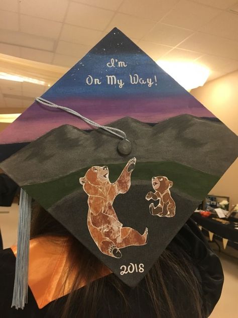 Brother Bear Graduation Cap, Graduation Cap Art, Teacher Graduation Cap, College Grad Cap Ideas, Graduation Cap Decoration Diy, Senior Season, High School Graduation Cap, Grad Cap Designs, Diy Graduation Cap