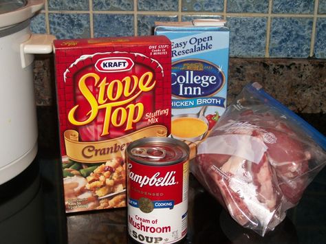 Over Pork Chops, Pork Casseroles, Stuffing Crockpot, Macncheese Recipe, Stuffing Chicken, Box Stuffing, Crockpot Stuffing, Crockpot Foods, Sausage Bites