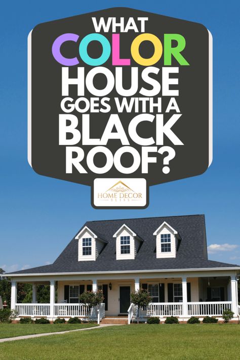 Homes With Black Roofs Exterior Colors, Black Roof Siding Colors, Black Roof With Brick House, Houses With Black Roofs Exterior Colors, Gray House With Black Metal Roof, Black Roofs Color Schemes, Black Roof House Exterior Colors, Black Metal Roof Grey House, House Color With Black Roof