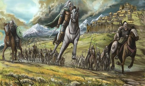 Rohirrim charge, Łukasz P on ArtStation at https://www.artstation.com/artwork/L3g9aR Middle Earth Art, Tolkien Art, Lotr Art, Asoiaf Art, Fantasy Maps, Jaime Lannister, Gra O Tron, My Fantasy World, Game Of Thrones Art