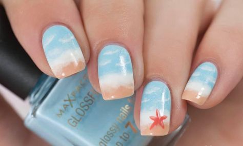 Beach Gel Nails, Beach Themed Nails, Cruise Nails, Beach Nail Art, Beach Nail Designs, Beachy Nails, Summer Nails Beach, Tropical Nails, Summer Nail Art