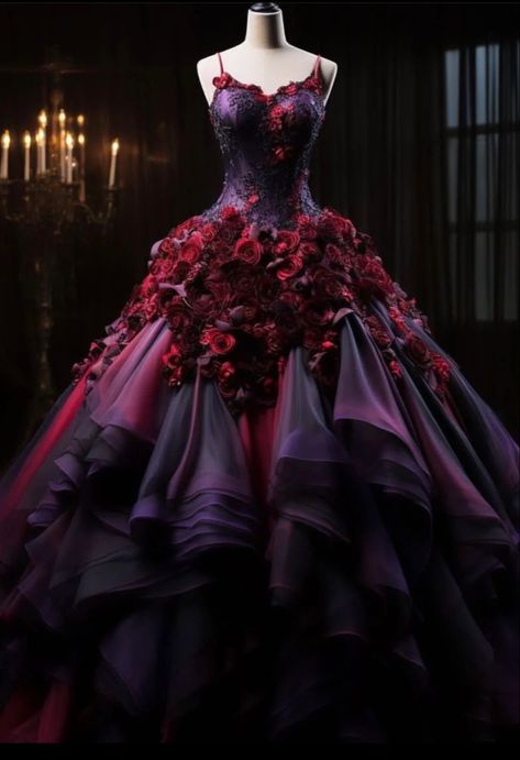 Dreamy Images, Masquerade Outfit, Black Wedding Gowns, Fairytale Gown, Purple Wedding Dress, Summer Day Dresses, Goth Wedding, Goth Dress, Fantasy Gowns