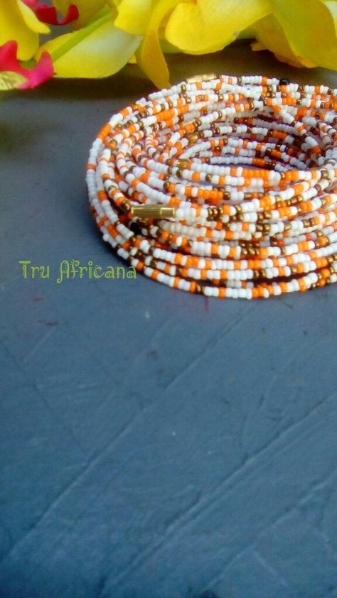 Gold Waist Beads With Colorful Beads For Festivals, Orange Waist Beads, Cheap Hand-strung Bohemian Waist Beads, Multi-strand Waist Beads With Spacer Beads As Gift, Gold Multi-strand Beaded Waist Beads, Belly Beads, Waist Beads African, African Waist Beads, Africa Earrings