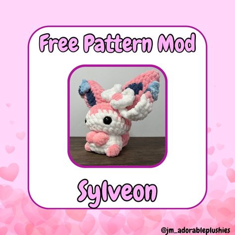 Crochet Sylveon Pattern Free, Eeveelutions Crochet Free Pattern, Pokemon Amigurumi Free Pattern, Pokemon Crochet Pattern, Body Pattern, Crochet Pokemon, Easy Crochet Animals, Crochet Eyes, Beginner Crochet Tutorial