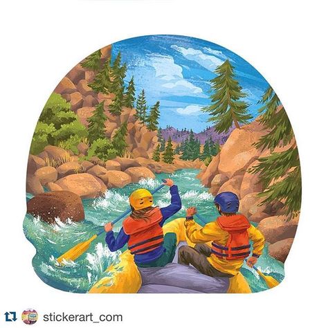 Happy to share this rafting adventure with ya, had so much fun working on it! #Repost @stickerart_com ・・・ Hold onto those paddles tight, the NEW White Water Rafting sticker is dropping next week on www.StickerArt.com and at retailers throughout the SouthWest. Stay tuned. #ShareYourStoke #sticker #illustration #whitewaterrafting White Water Rafting Tattoo, Kayaking Drawing Art, Rafting Illustration Art, River Rafting Quotes, Gifts For Hikers, Love Canvas Painting, Sticker Illustration, Peruvian Art, Wild Waters