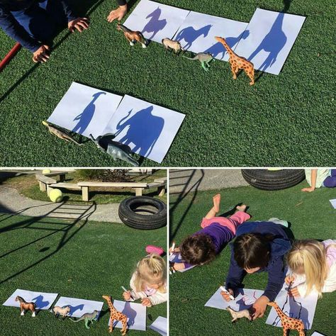 Shadow Drawings!  :-) Shadow Activities, Kids Stem Activities, Shadow Drawing, Maths Games, Drawing Activities, Stem For Kids, Shadow Art, Shadow Puppets, Reggio Emilia