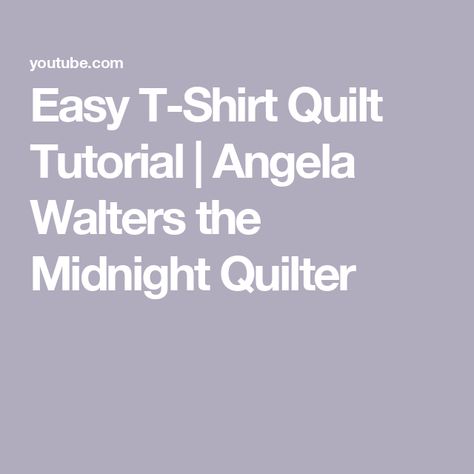 Easy T-Shirt Quilt Tutorial | Angela Walters the Midnight Quilter Midnight Quilter, Angela Walters, T Shirt Quilt, Quilt Tutorial, Shirt Quilt, The Midnight, Quilt Kit, Quilt Tutorials, Click Here