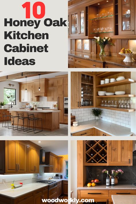 Looking to upgrade your kitchen? Discover warm and elegant honey oak kitchen cabinet ideas and designs to enhance your space. Read the full article for inspiration! #Woodworking #KitchenCabinets #HoneyOak #HomeImprovement #DIYProjects Modern Farmhouse Kitchen With Oak Cabinets, Kitchen Design With Honey Oak Cabinets, Kitchen Cabinets Traditional, Honey Oak Kitchen Ideas, Oak Cabinet Kitchen Ideas, Update Kitchen With Oak Cabinets, Honey Oak Cabinets Countertops, Honey Oak Kitchen, Honey Oak Kitchen Cabinets