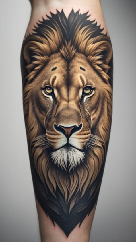 Neo Traditional Lion Tattoo Design, Lion Color Tattoo, Neo Traditional Lion Tattoo, Tattoo Female Chest, Leones Tattoo, Female Chest Tattoo, Tattoo For Female, Traditional Lion Tattoo, Leon Tattoo