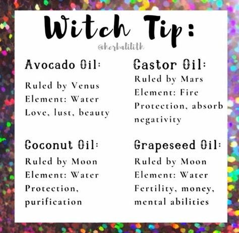 Coconut Oil Witchcraft, Castor Oil Magical Properties, Protection Oil Blend, Castor Oil Witchcraft, Beauty Oil Witchcraft, Protection Oil Recipe Witchcraft, Fertility Witchcraft, Oils For Spells, Oils In Witchcraft