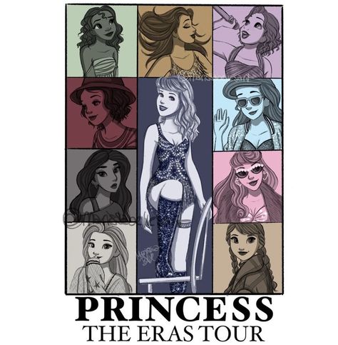 Princess Eras Tour, Disney Princess As Taylor Swift Albums, Disney Taylor Swift, Eras Tour Drawing, Taylor Swift Disney, Taylor Swift Cat, Disney Eras, Taylor Swift Drawing, Disney Cuties