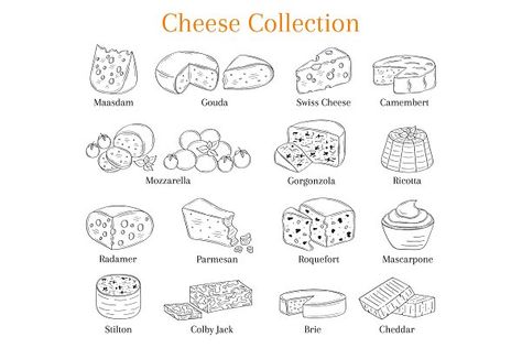 Cheese Set | Pre-Designed Illustrator Graphics ~ Creative Market Tiny Cheese Tattoo, Cheese Tattoo Small, Cheese Tattoo Ideas, Cheese Tattoo, Cheese Image, Wine Tattoo, Cheese Mozzarella, Fridge Stickers, Design Apps