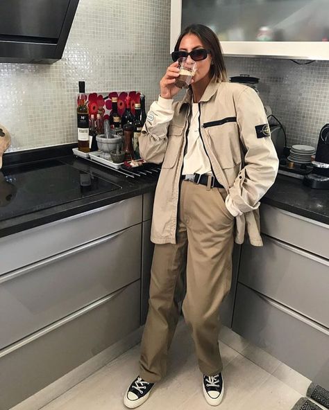 Stone island. @mandalawennerholm #aveit__ Stone Island Outfit, Island Outfit, Island Girl, Stone Island, Military Jacket, Old School, Cool Pictures, Khaki Pants, Trench Coat