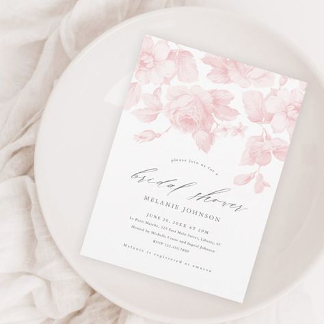 Blushing Bride Bridal Shower Theme, Pretty In Pink Bridal Shower, Bridal Shower Elegant, Pink Floral Bridal Shower, Pink Bridal Shower Invitations, Bridal Shower Invites, Script Calligraphy, Elegant Bridal Shower, Instagram Grid