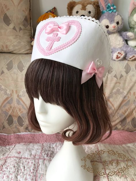 Fancy Hospital, Menhera Fashion, Yumi Kawaii, Nurse Aesthetic, Nurse Cap, Hat Aesthetic, Nursing Accessories, Nurse Costume, Cute Nurse