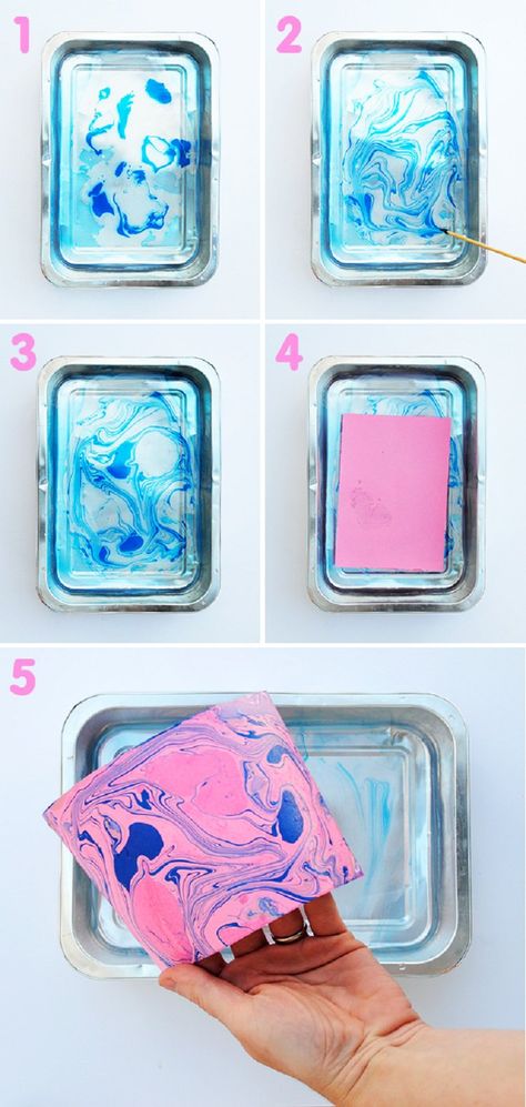 Marbling-Paint-Method Marbled Paper, Marble Painting, Marble Paper, Fun Craft, Pour Painting, A Craft, Marbling, Diy Blog, Art Activities