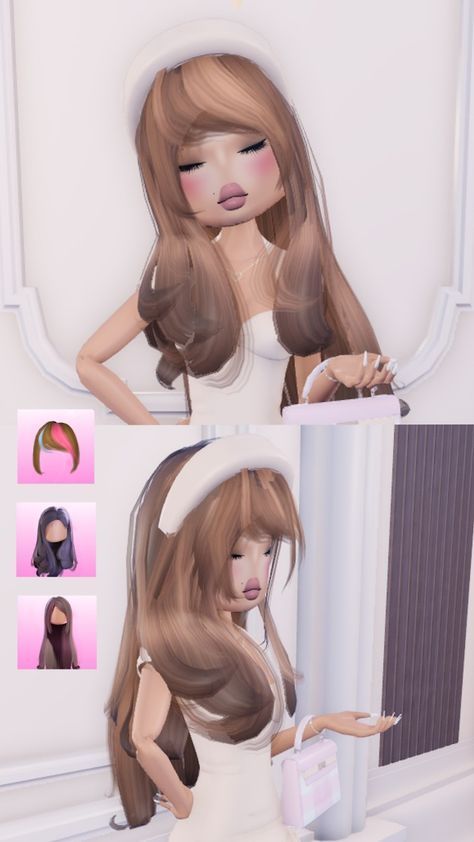 Classy Dti Outfit, Dti Cute Hair, Classy Dress To Impress, Cute Hair Combos Dress To Impress, Dti Roblox Hair Combos, Dti Fits Ideas, Dti Layering Tips, Dti Hacks Hair, Cute Roblox Hair