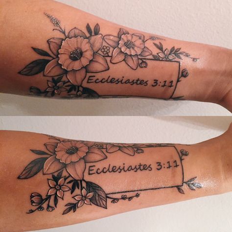 He Has Made Everything Beautiful In Time Tattoo, Ecclesiastes 3 11 Tattoo, Ecclesiastes Tattoo, December Tattoo, Literature Tattoos, 11 Tattoo, Deep Tattoo, Tattoo Over Scar, Ecclesiastes 3 11