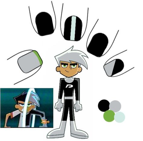 Simple Danny Phantom Concept Nail Art Danny Phantom Nail Art, Danny Phantom Nails, Anime Nail, Uñas Ideas, Phantom Comics, Anime Nails, Awesome Nails, Bird Houses Diy, Nail Idea