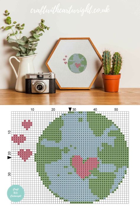 Earth Cross Stitch, Cross Stitch Pattern Free, Simple Chart, Free Cross Stitch Pattern, Cross Stitch Hoop, Global Issues, Free Chart, Embroidery Scissors, Stitch Art