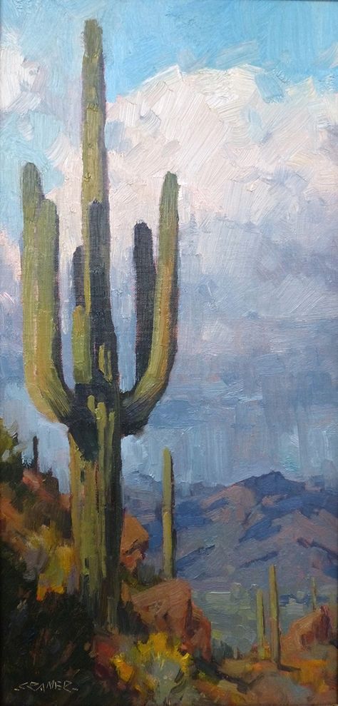 Large Yard Landscaping Ideas, Southwest Paintings, Southwest Art Paintings, Painted Dessert, Desert Paintings, Large Yard Landscaping, Recycling Furniture, Southwest Living, Cactus Paintings