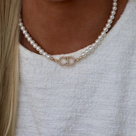 Repurposed designer jewelry. Handmade, custom, high quality. Dior Choker Necklace Pearl, Pearl Choker Outfit, Dior Pearl Earrings, Choker Outfit, Crystal Heart Earrings, Shark Tooth Necklace, Xmas List, Tooth Necklace, Chocker Necklace