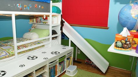 Ikea Bunk Bed, Bed Slide, Diy Slides, Ikea Kura Bed, Diy Bunk Bed, Bunk Bed With Slide, Kura Bed, Ikea Kura, Indoor Slides