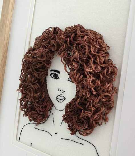 Embroidery Curly Hair, Curly Hair Embroidery, Portrait Embroidery, Simple Hand Embroidery Patterns, Quilled Creations, Creation Art, Wedding Embroidery, Diy Embroidery Designs, Garden Decor Ideas