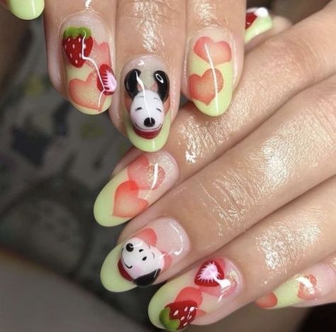 Snoopy Nails, Her Nails, Really Cute Nails, Soft Nails, Kawaii Nails, Nail Jewelry, Minimalist Nails, Dream Nails, Funky Nails