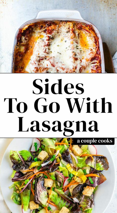 These are all the best sides to go with lasagna! Fresh salad recipes and bright crisp-tender vegetables make it into a meal. #lasagna #sides #sidedish Sides To Go With Lasagna, Lasagna Sides, Lasagna Side Dishes, Best Sides, Lasagna Recipes, Side Salad Recipes, Italian Chopped Salad, Salads To Go, Fresh Salad Recipes