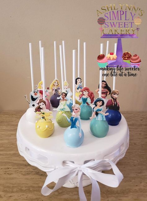 Cake Pops Disney Princess, Princess Party Cake Pops, Disney Princess Cake Pops Ideas, Disney Princess Cakepops, Princess Cake Pops Ideas, Birthday Cake Princess Disney, Disney Princess Desserts, Disney Princess 4th Birthday Party, Disney Princess Cake Pops