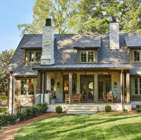 Woodsy House Exteriors, Maggie Griffin Design, Comic Scene, Griffin Design, Casas Country, Dormer Window, Historical Houses, Camp House, Upstairs Downstairs