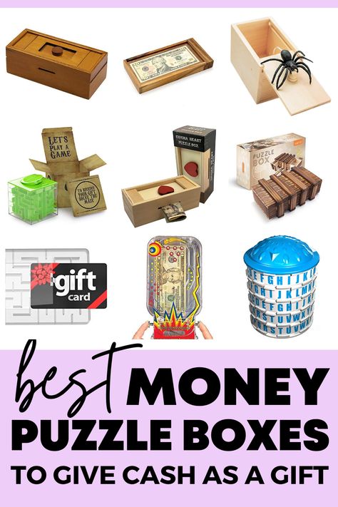 These money maze puzzle boxes will make the perfect way to gift cash on any special occassion! What a perfect money gift idea for birthday, Christmas, graduation and any special day! #moneymaze #moneypuzzle #moneygift Funny Ways To Give Money As A Gift, Puzzle Gift Ideas, Money Gift Idea, Money Puzzles, Birthday Money Gifts, Meaningful Gift Ideas, Wooden Puzzle Box, Puzzle Boxes, Xmas Games