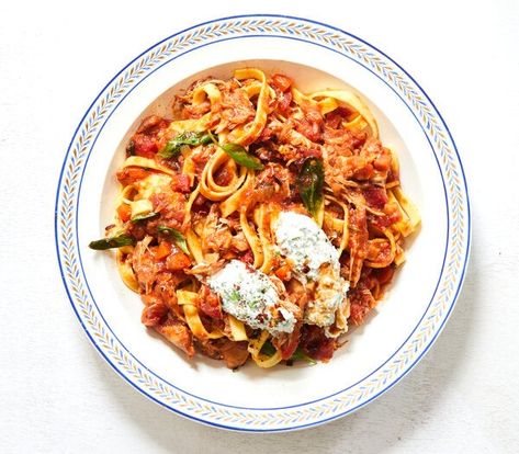 Slow-Cooker Chicken Ragù With Herbed Ricotta Recipe - NYT Cooking Chicken Ragu, Herbed Ricotta, Ricotta Recipe, Easy Slow Cooker Chicken, Ricotta Recipes, Nyt Cooking, Easy Slow Cooker Recipes, Chicken Slow Cooker Recipes, Easy Slow Cooker