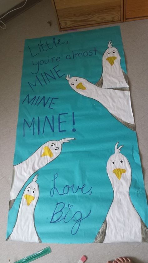 Big Little Reveal Poster Finding Nemo Big Little Reveal, Big Little Door Decorations, Big Little Banner, Alpha Delta Pi Canvas, Big Little Reveal Themes, Big Little Canvas, Big Little Basket, Sorority Banner, Big Little Shirts