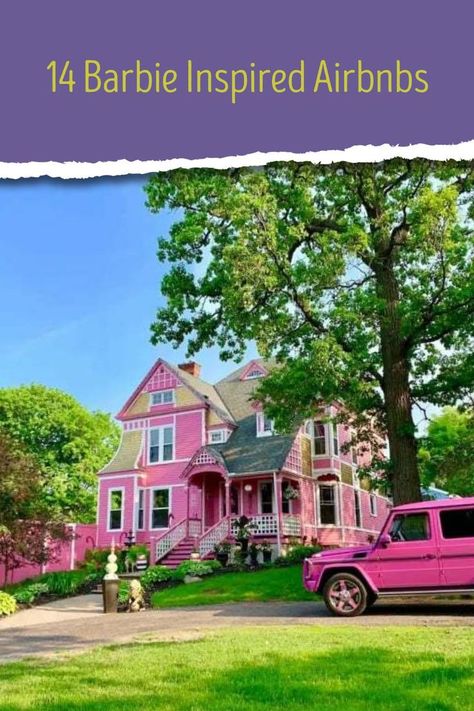 Barbie Airbnbs Hudson Wisconsin, Airbnb House, Pink Castle, Airbnb Rentals, Victorian Mansions, Lakefront Homes, Pink House, Princess House, Earthship