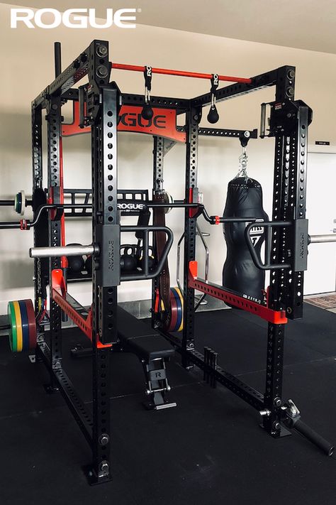 Rogue Gym Equipment, Gym Rack, Garage Gyms, Home Gym Basement, Dream Home Gym, Adjustable Bench, Home Gym Garage, 50 Cal, Gym Setup