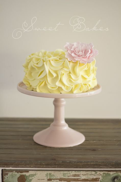 Cake Yellow, Savory Cakes, Lovely Cake, Sparkling Rose, Ruffle Cake, Cake Central, Salty Cake, Rose Cake, Yellow Cake