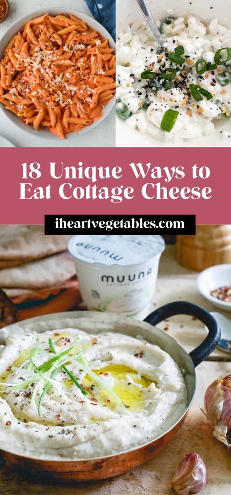 Cottage cheese is a delicious, healthy ingredient that can be incorporated into everything from breakfast to dinner! If you’re looking for some new ways to eat cottage cheese, this list has you covered. These ideas can be a great way to use up a bit of leftover cottage cheese but I also have ideas for making this humble cheese the star of the show! Cottage Cheese And Veggies, Leftover Cottage Cheese, Best Way To Eat Cottage Cheese, Tomato And Cottage Cheese, Cottage Cheese Toppings Savory, Cottage Cheese Bowl Ideas, Ways To Eat Cottage Cheese Healthy, Cottage Cheese Sweet Potato, Recipes With Blended Cottage Cheese