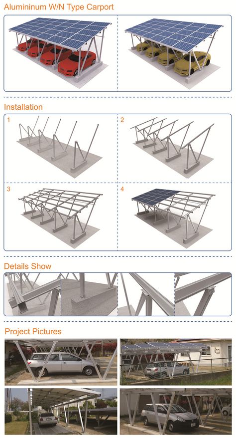 Source Waterproof design solar mounting structure for aluminum carport pv system on m.alibaba.com Solar Structure Design, Carport Solar Panels, Solar Carport Ideas, Solar Carport Design, Solar Panel Roof Design, Solar Pergola, Parking Plan, Aluminum Carport, Solar Energy Design