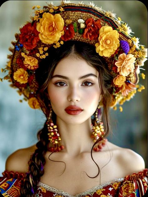 Mexican Traditional Clothing, Latina Culture, Latin Wedding, Light Brown Eyes, Mexican Hairstyles, Quinceañera Dresses, Mexican Fashion, Mexican Women, Mexican Girl