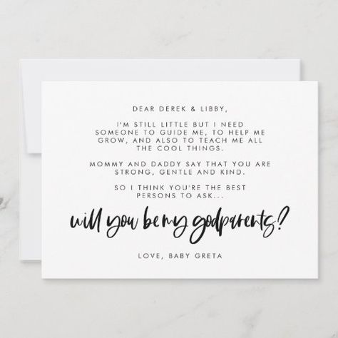 $3.08 | Modern elegant Godparents proposal text card #baptism, christening, godparents, will you be my godparents, godparents proposal, godparents card, modern elegant, simple minimalist, typography Proposal Text, Minimalist Typography, Help Me Grow, Unique Invitations, Baptism Invitations, God Parents, You're The Best, You Are Strong, Godmother