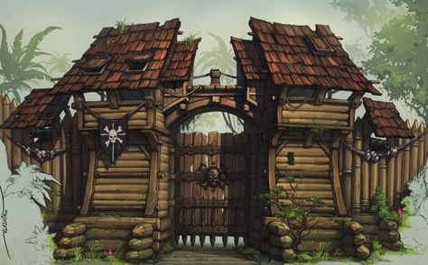 [WIP] Pirate Fortress - Polycount Forum Medieval House, Pirates Cove, Medieval Houses, Building Concept, Digital Art Gallery, Landscape Concept, Fantasy City, Fantasy Places, A Concept