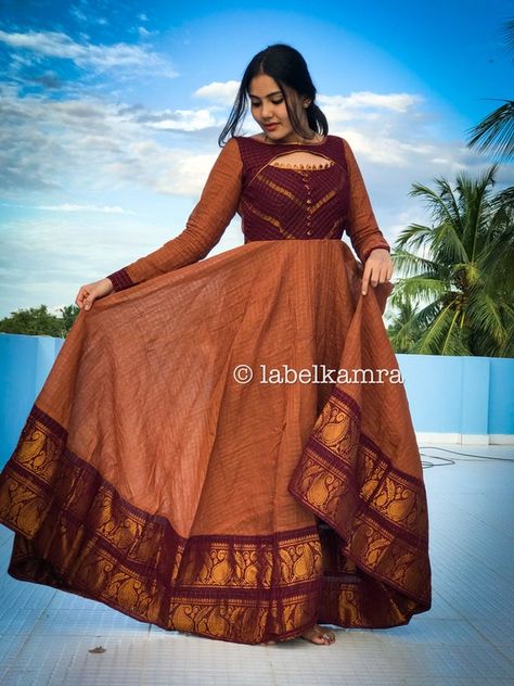 Sungudi Cotton Anarkali/sungudi Dress/sungudi Gown/saree | Etsy Gown Saree, Dress Designs For Stitching, 50 Blouse Designs, Elegant Fashion Outfits, Nursing Friendly Dress, Simple Frock Design, Stylish Kurtis Design, Long Frock Designs, Long Anarkali