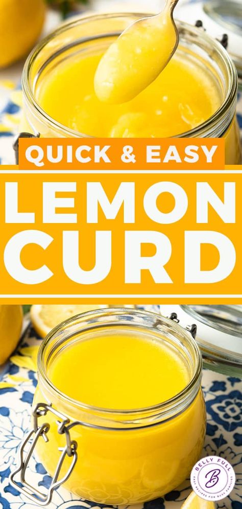 This easy homemade Lemon Curd recipe is sweet, tart, fantastic, and ready in 15 minutes! Use it as a spread or topping for your breakfast favorites, baked goods, and desserts. Yogurt Scones, Microwave Lemon Curd, Easy Lemon Curd, Homemade Lemon Curd, Lemon Curd Recipe, Curd Recipe, Lemon Dessert Recipes, Lemon Filling, 5 Ingredient Recipes