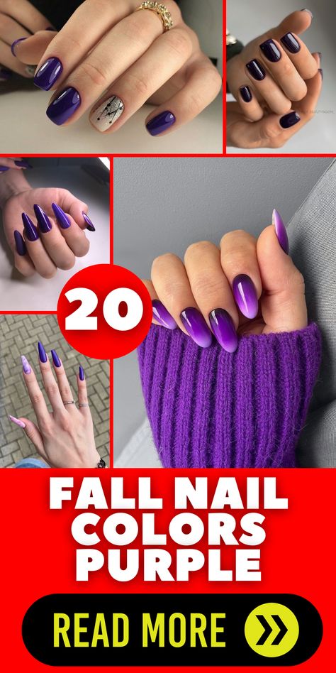 Plum Purple French Tip Nails, Black Nails With Purple Tips, Fall Purple Nail Designs, Fall Purple Nails Art Designs, Dark Purple French Nails, Purple Fall Nail Designs, Purple Nail Designs Simple, Purple Almond Nails Design, Purple Fall Nails Design