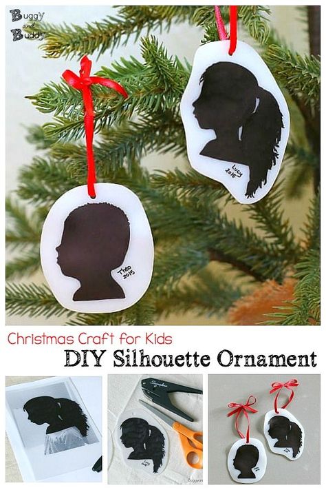 Christmas Ornament For Kids, Silhouette Christmas Ornaments, Crafts For Gifts, Christmas Tree Ornament Crafts, Diy Silhouette, Silhouette Ornaments, Keepsake Crafts, Christmas Gifts To Make, Christmas Gifts For Parents