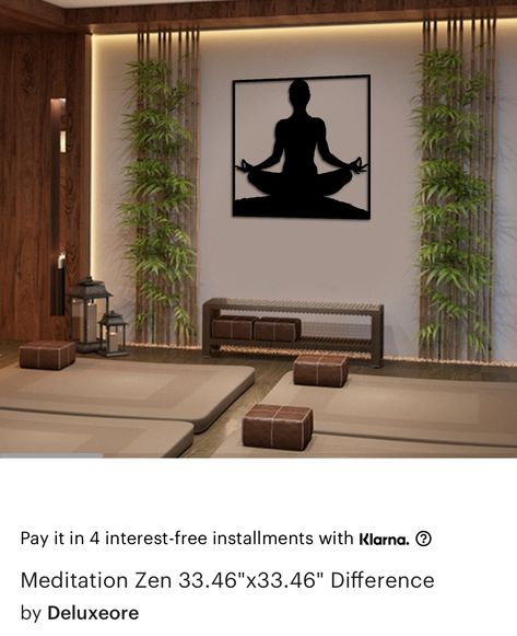 Cozy Yoga Studio, Home Spa Room Ideas, Yoga Room Ideas Home, Yoga Studio Design Interiors, Jardin Zen Interior, Zen Room Ideas, Corridor Wall Decor, Sala Zen, Meditation Room Ideas